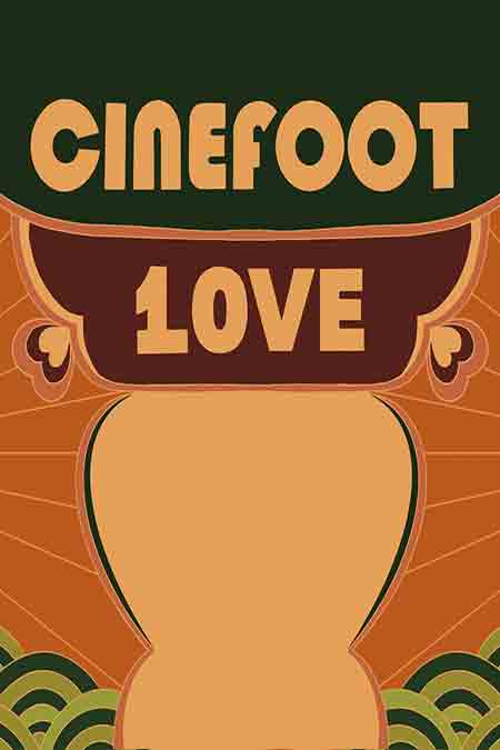Um pôster do cinefoot love com um vaso nele.
