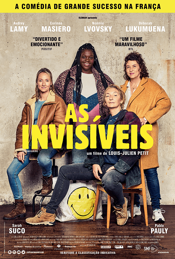 Um grupo de mulheres está sentado lado a lado em um pôster de um filme.