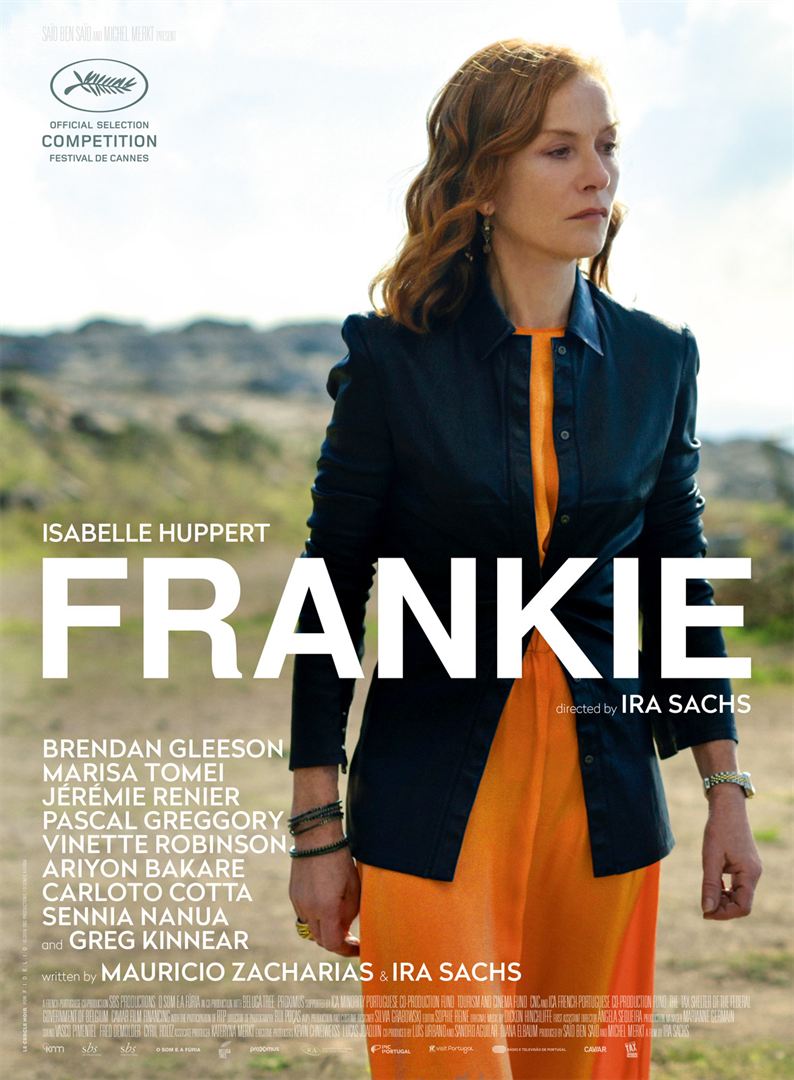 Um pôster do filme Frankie mostra uma mulher com um vestido laranja e uma jaqueta preta.