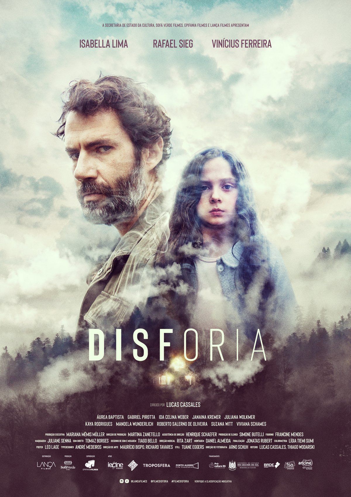 Um pôster de filme sobre disforia mostra um homem e uma mulher um ao lado do outro.