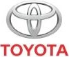 Toyota logo: silver emblem above the brand name in red.