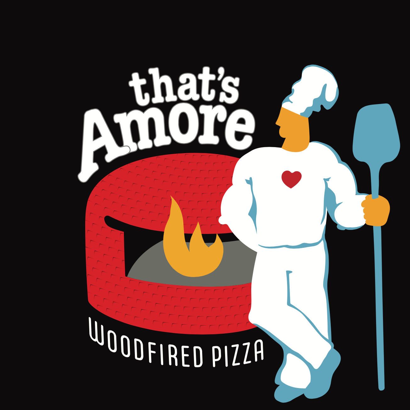 A logo for that 's amore woodfired pizza