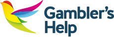 the logo for gambler 's help has a colorful bird on it .