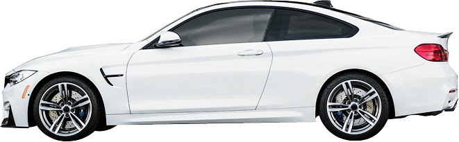 Side view of a white sports coupe car on a plain background | Pro Import Automotive Service and Repair