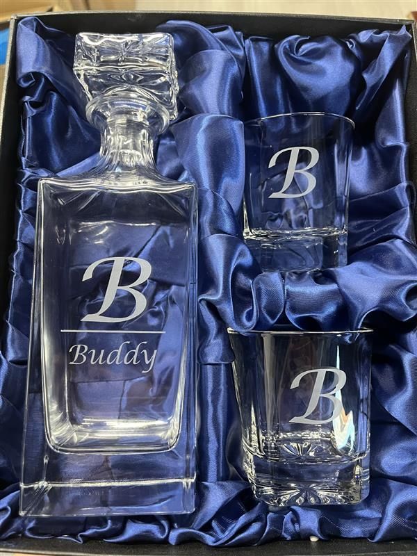 A Decanter With Personalised Message Engraved — Jimani Trophies & Engraving In Dapto, NSW