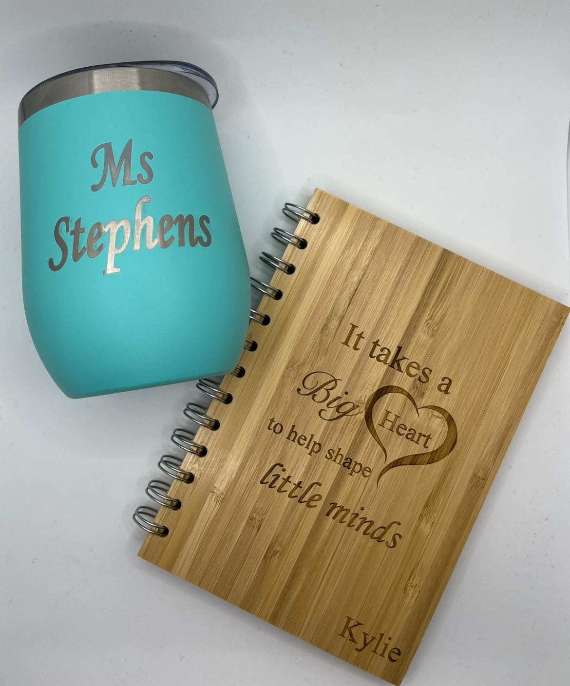 Personalized Wooden Notebook and Wine Tumbler — Jimani Trophies & Engraving In Dapto, NSW