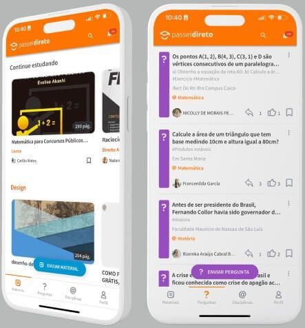 Tela inicial do app para estudar Passei Direto.