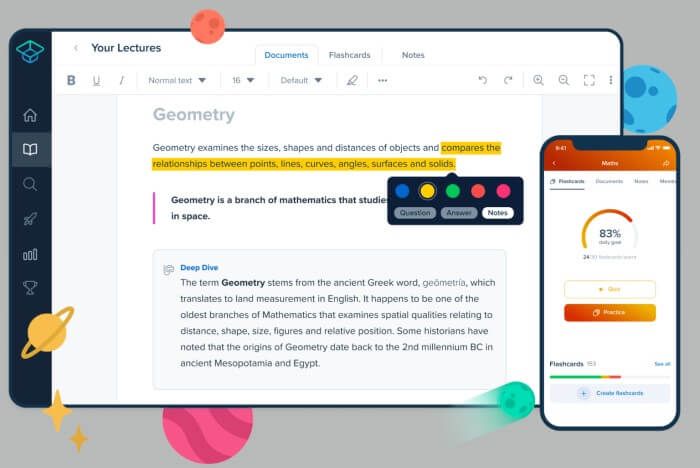 Exemplo da tela inicial do app para estudar StudySmarter
