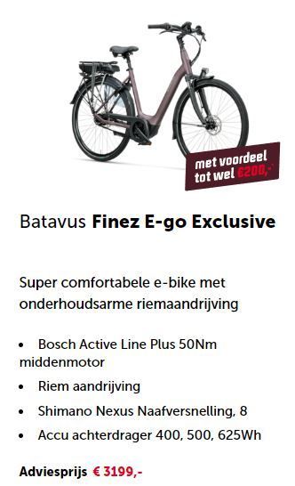 Malen Notitie Omgeving Batavus Campagne: Actieradius Actie op Finez e-bikes