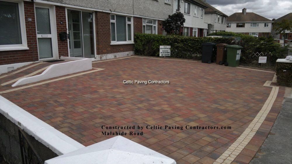 Block paved driveway with ramp