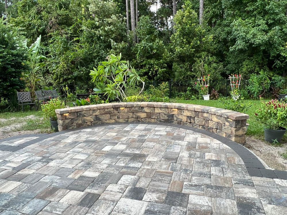 Paved Patio And A Sitting Wall