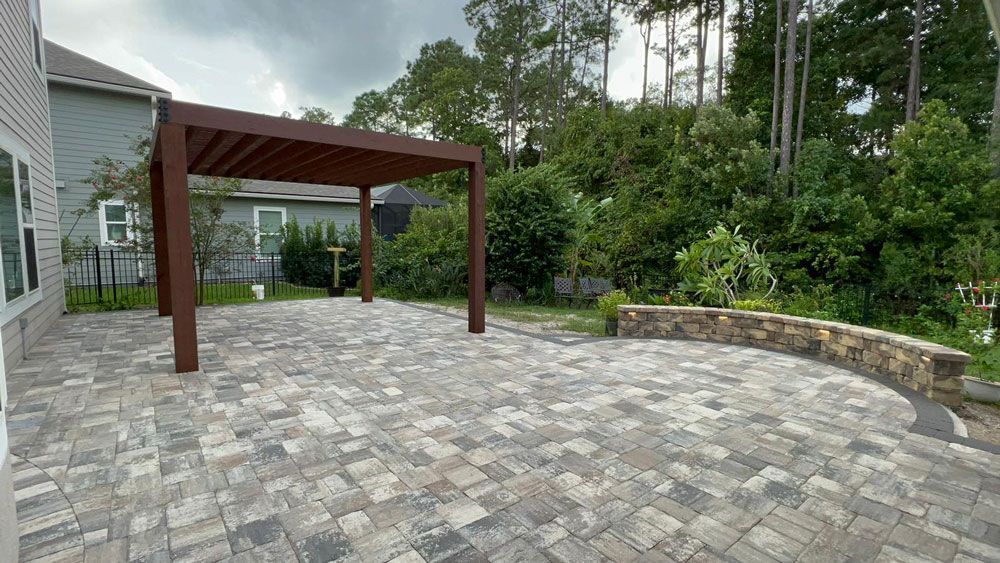 Paved Patio With Sitting Wall