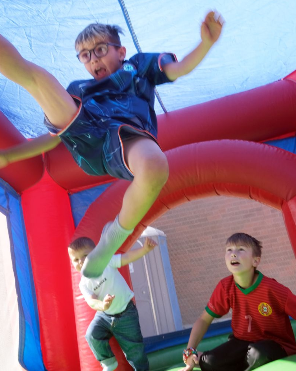 Children inside a bouncy castle