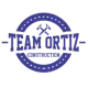 A logo for a construction company called team ortiz construction.