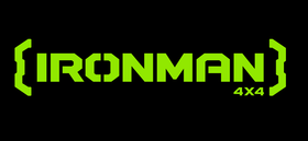 The ironman 4x4 logo is green on a black background.