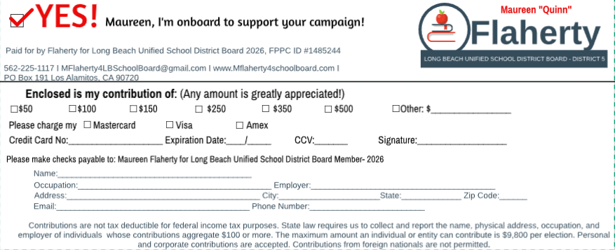 A flyer for flaherty that says yes on it