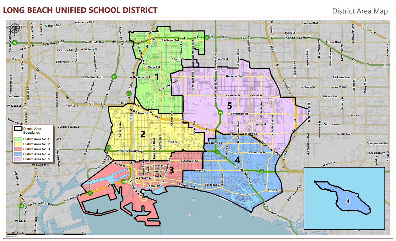 A map of the long beach unified school district