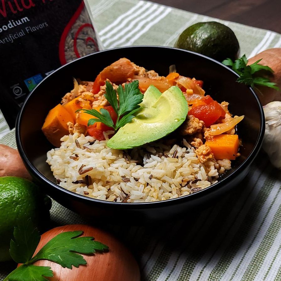 Turkey Sweet Potato Chili with Basmati Wild Rice Blend