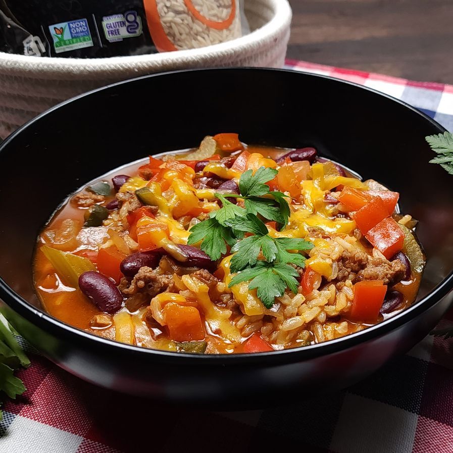 Spicy Ground Beef & Brown Rice Chili