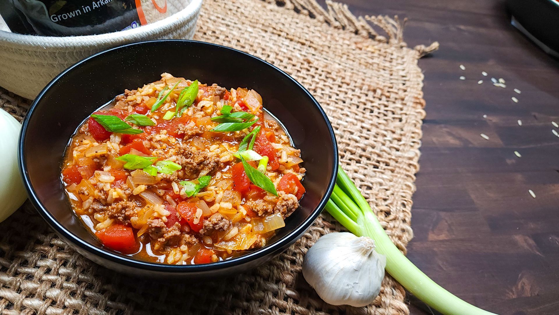 Ground Beef Tomato Basmati Brown Rice Soup