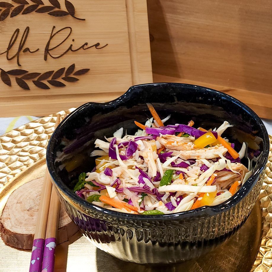 Easy Vietnamese Shredded Chicken cabbage lime thai chili Della Basmati Rice Salad