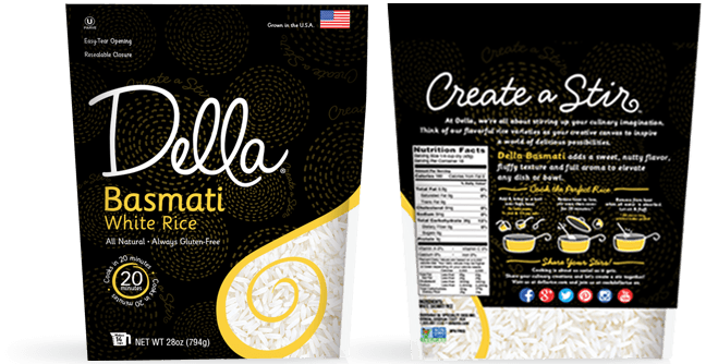Della Rice Packaging - Basmati White -Front Back