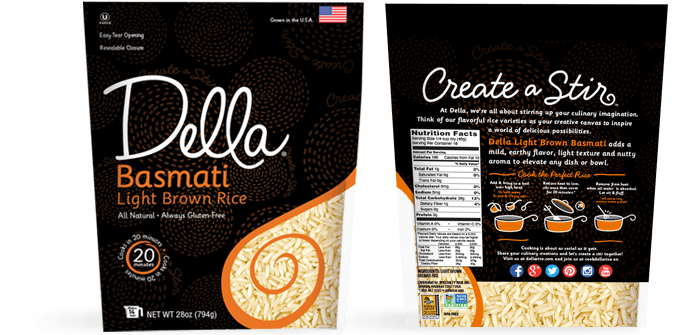 Della Rice Packaging - Basmati White -Front Back