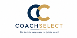 Het COACHSELECT-logo met blauw-gouden in elkaar grijpende C-letters en de Nederlandse slogan eronder.