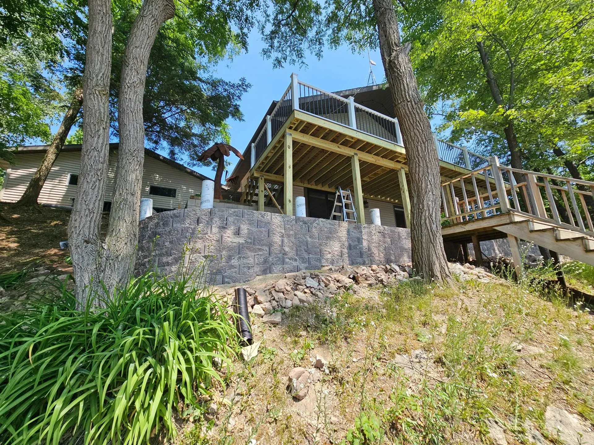 A finished deck installation in Pulaski, WI - custom deck built by Alley Remodeling.