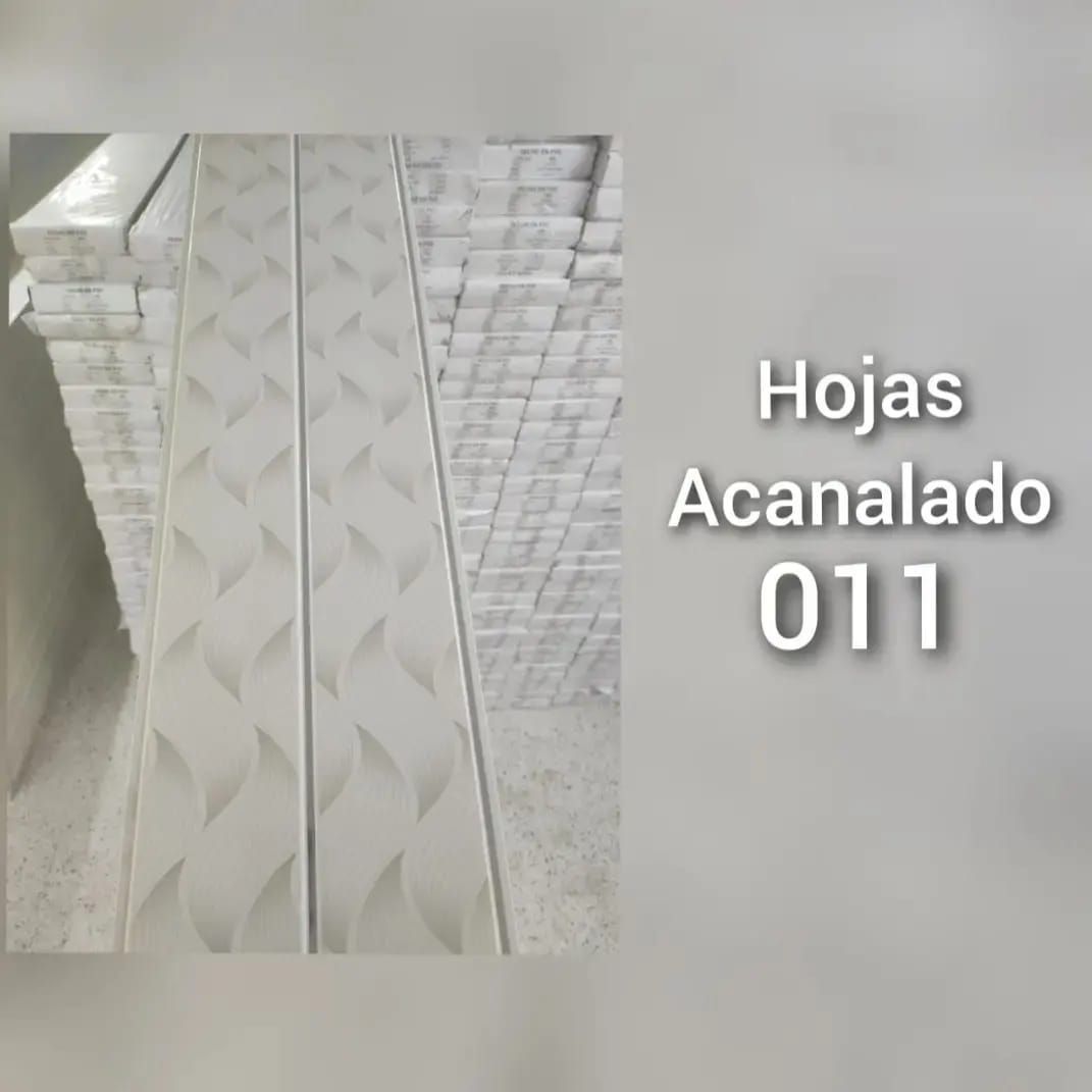 Una imagen de una pared con las palabras hojas acanalado 011 en ella