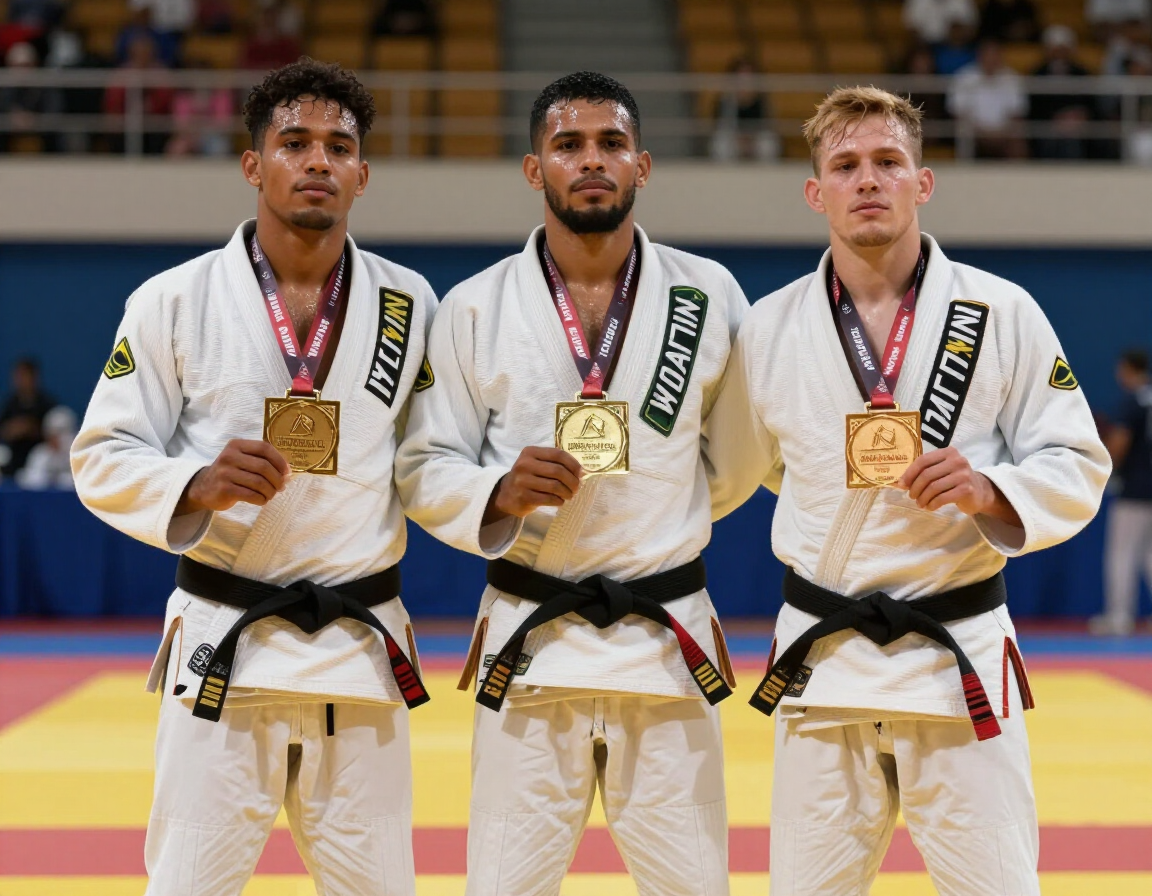 DS Team athletes on podium holding medals