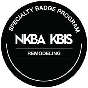 Black and white NKBA KBIS Remodeling Specialty Badge Program logo.