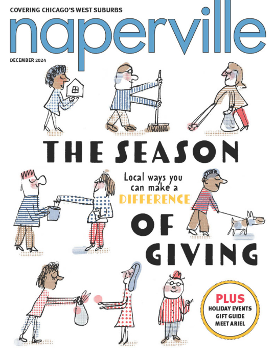 Naperville magazine cover: People giving, title 