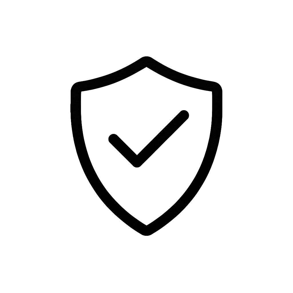 Shield with a checkmark, symbolizing security and approval.