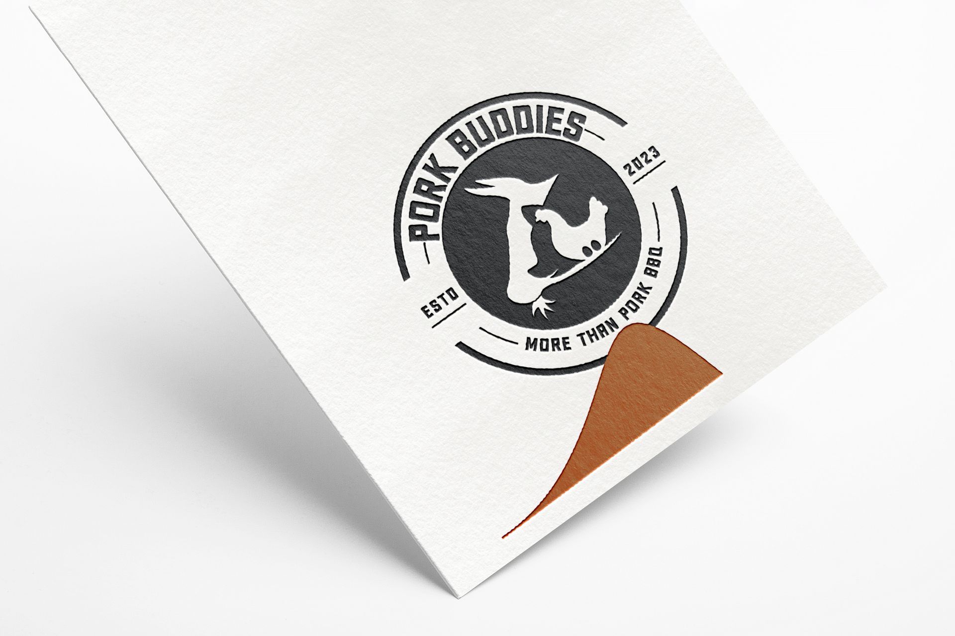 A piece of paper with a pork buddies logo on it