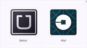 A before and after picture of the uber logo.