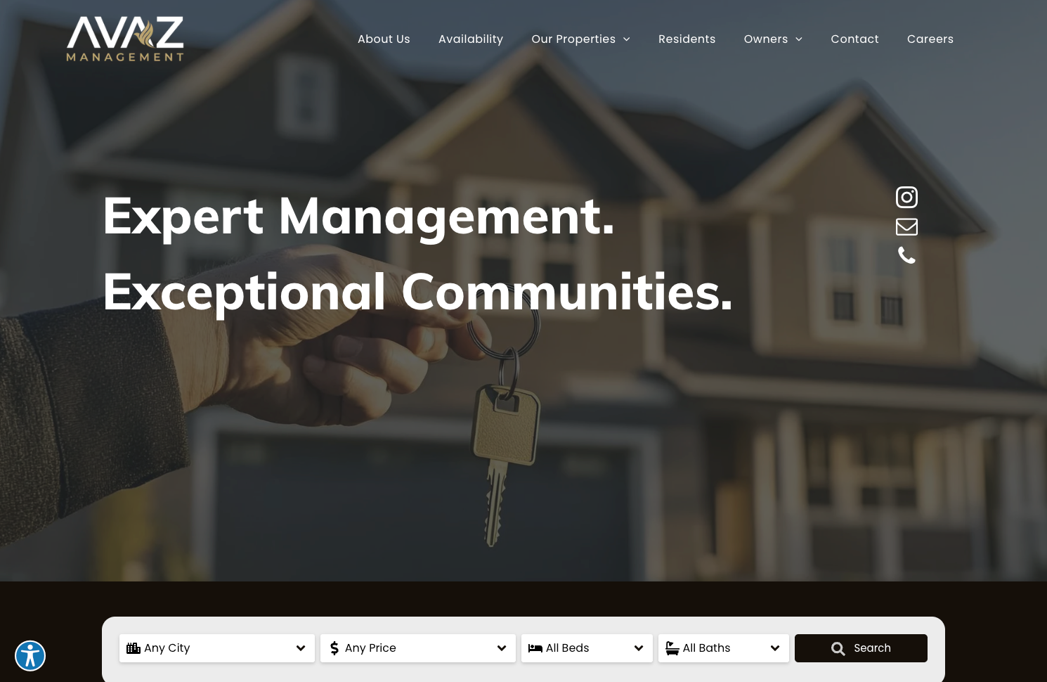 Screen capture of Avaz Property Management website - click to visit website
