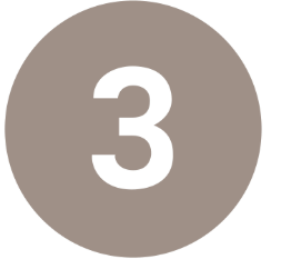 Number 3 in white on a brown circle.