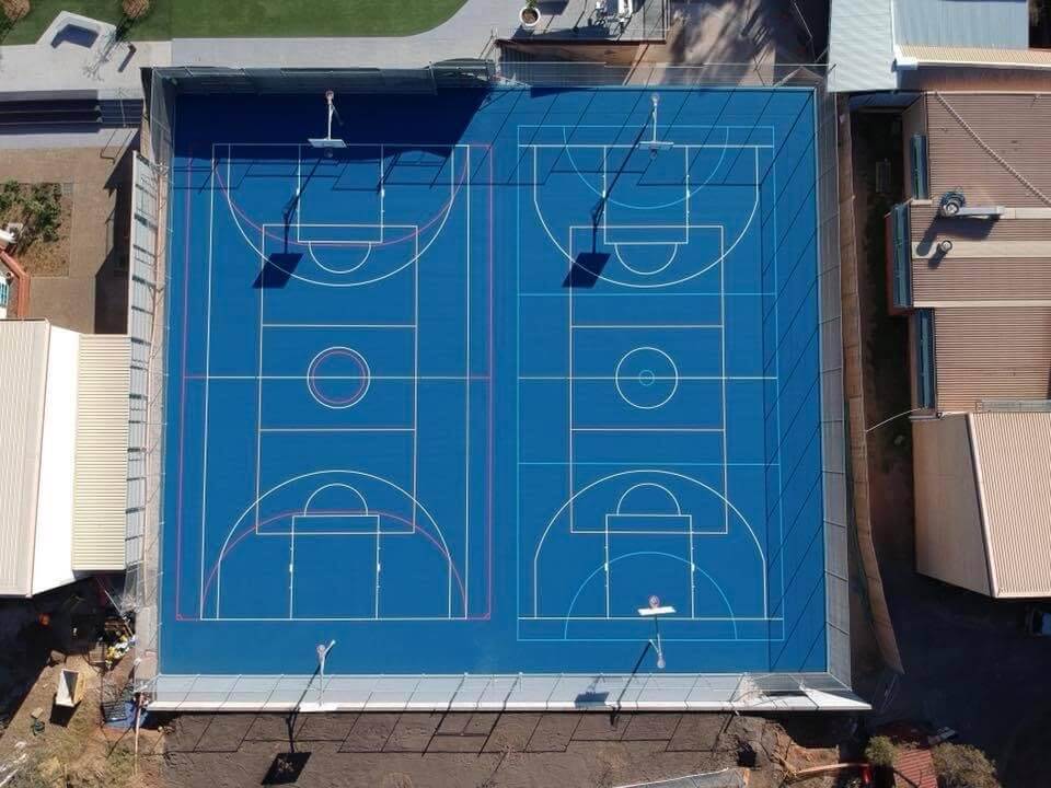 Top View of Blue Tennis Court - Concreting in Southern Highlands, NSW