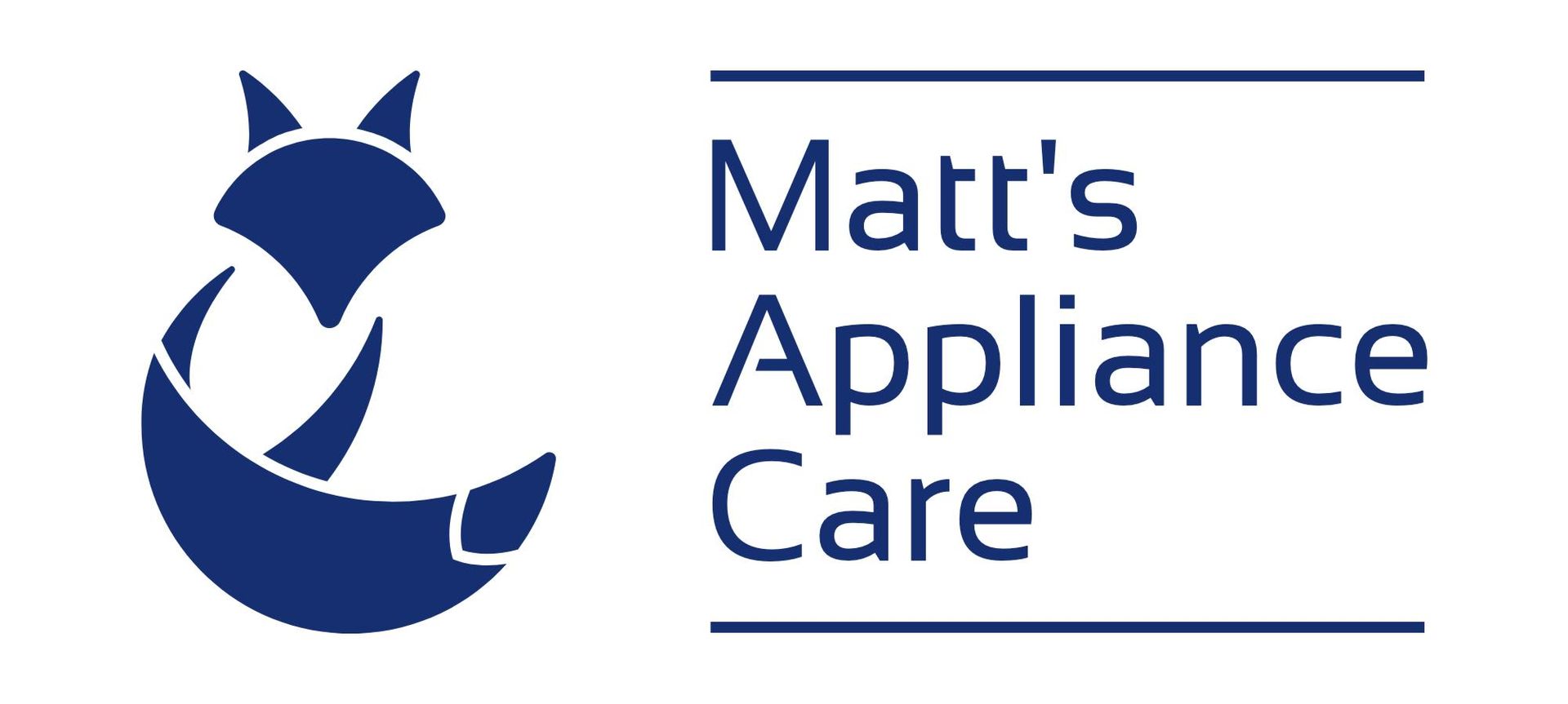 The logo for matt 's appliance care shows a fox and the words `` matt 's appliance care ''.