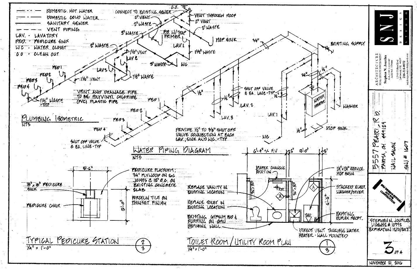 Isometric view of a mechanical plan with text annotations and detail sections.