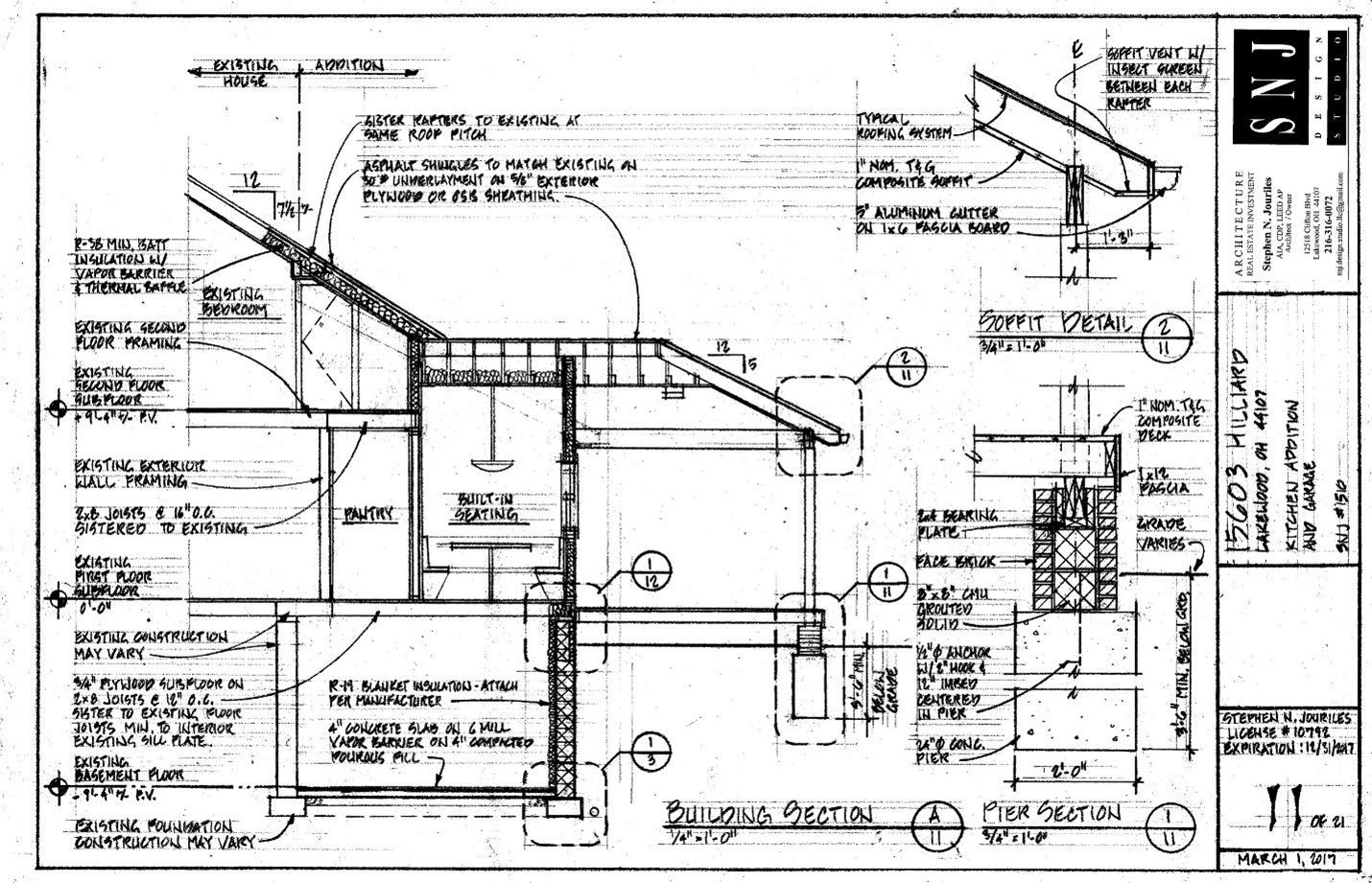 Architectural blueprint section with text labels.
