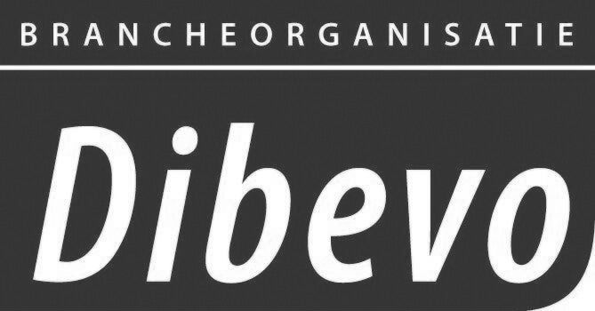 Een zwart-wit logo voor brancheorganisatie dibevo