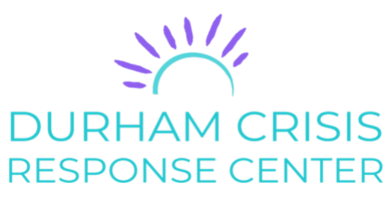 The logo for the durham crisis response center shows a sun with rays coming out of it.