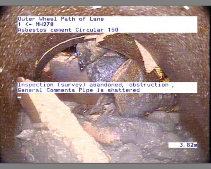 CCTV image of damaged pipes
