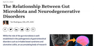 A newspaper article about the relationship between gut microbiota and neurodegenerative disorders