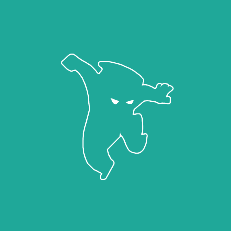 A silhouette of a person jumping in the air on a green background.