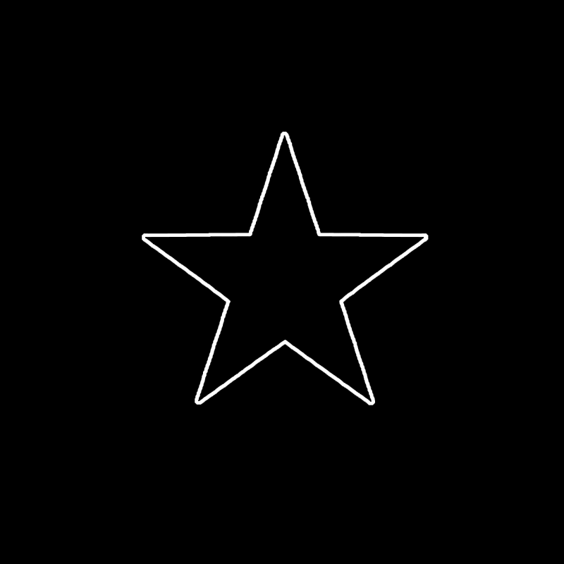 A white star is on a black background.