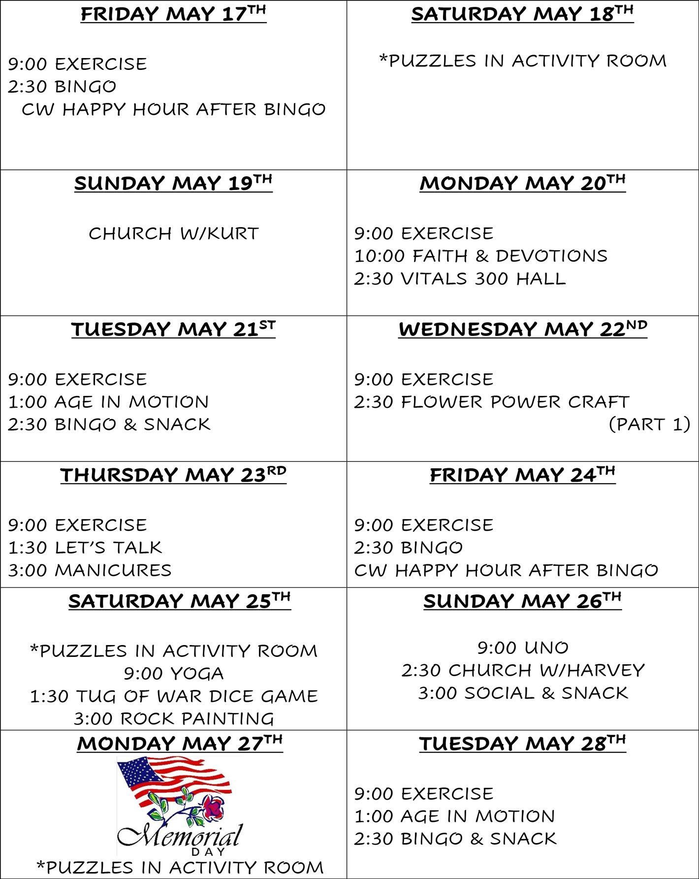 Activities In May — Central City, NE — Cottonwood Estates