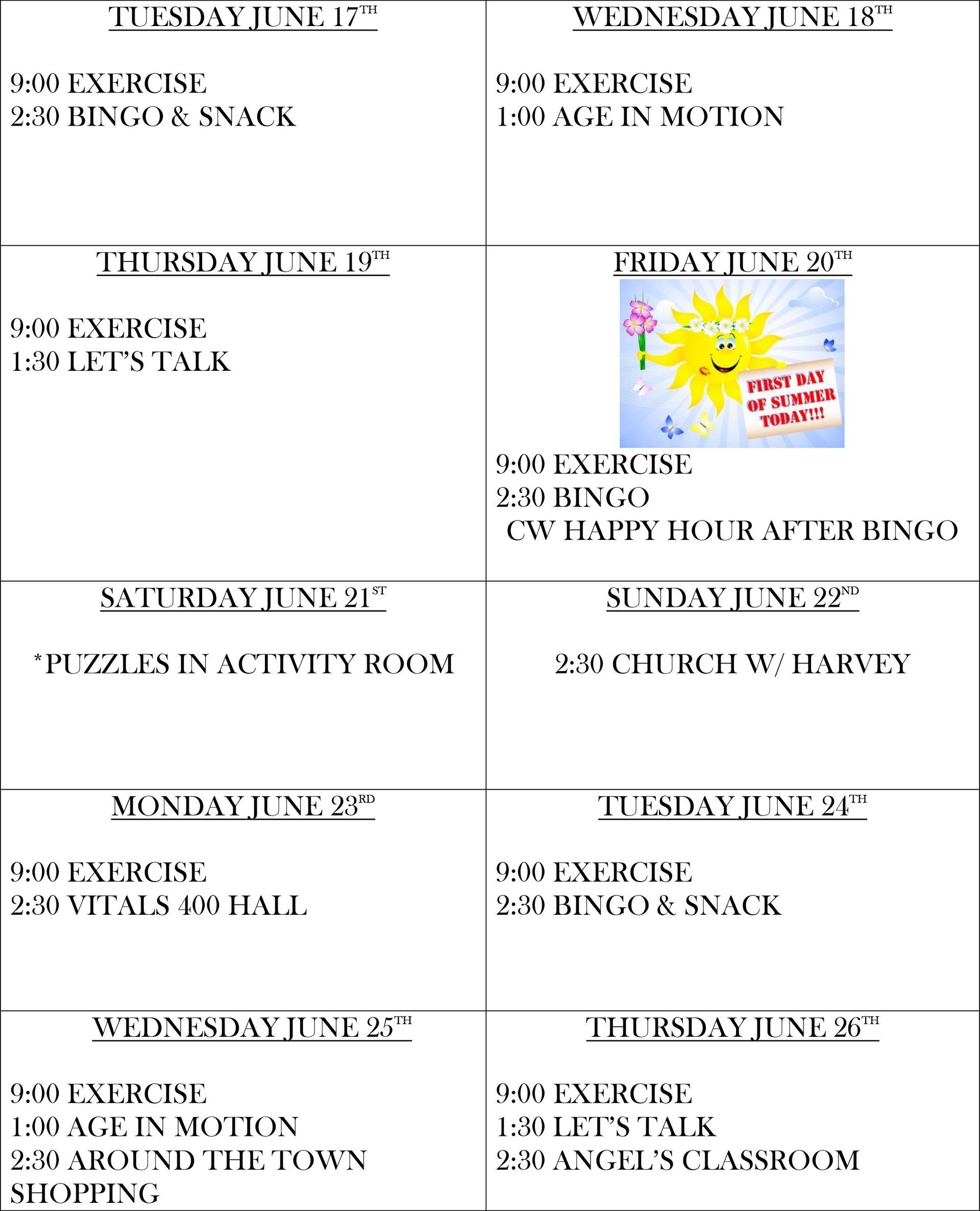 A calendar with a picture of a sun on it